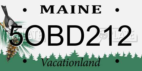 5OBD212 Maine License Plate