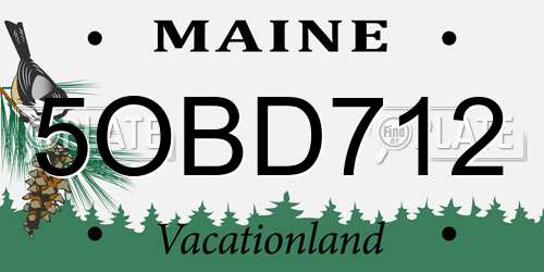 5OBD712 Maine License Plate