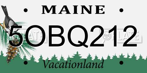 5OBQ212 Maine License Plate
