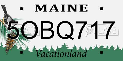 5OBQ717 Maine License Plate
