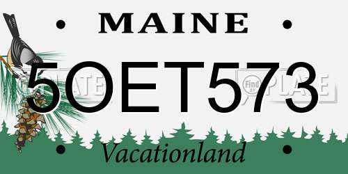 5OET573 Maine License Plate