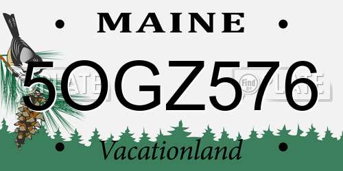 5OGZ576 Maine License Plate
