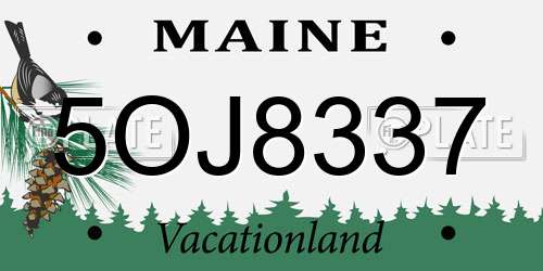 5OJ8337 Maine License Plate