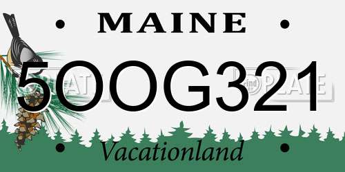 5OOG321 Maine License Plate