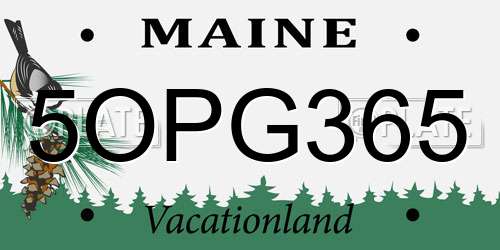 5OPG365 Maine License Plate