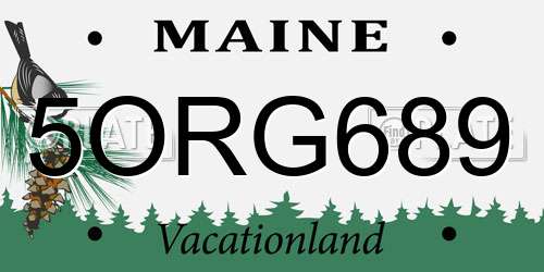 5ORG689 Maine License Plate