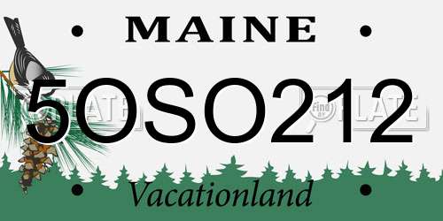 5OSO212 Maine License Plate