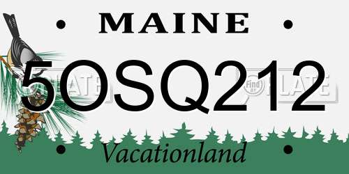 5OSQ212 Maine License Plate
