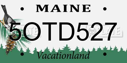 5OTD527 Maine License Plate