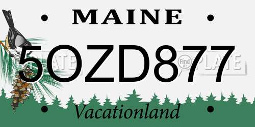 5OZD877 Maine License Plate