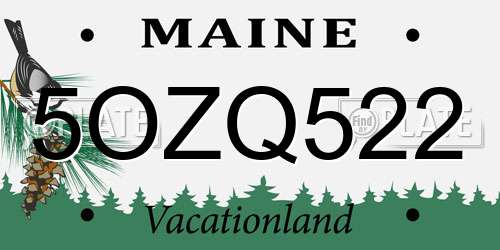 5OZQ522 Maine License Plate