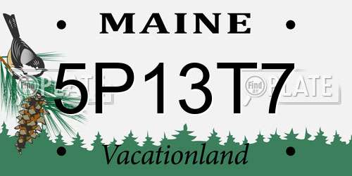 5P13T7 Maine License Plate