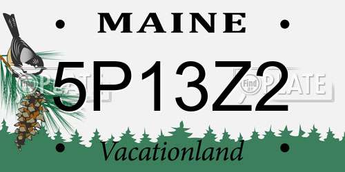 5P13Z2 Maine License Plate