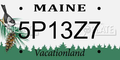5P13Z7 Maine License Plate