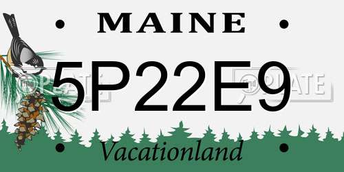5P22E9 Maine License Plate