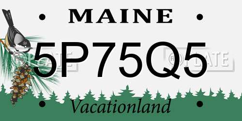 5P75Q5 Maine License Plate