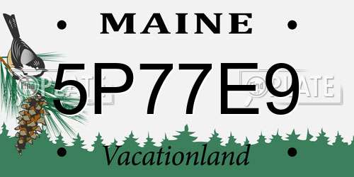 5P77E9 Maine License Plate