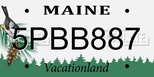 5PBB887 Maine License Plate