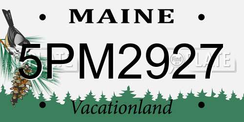5PM2927 Maine License Plate