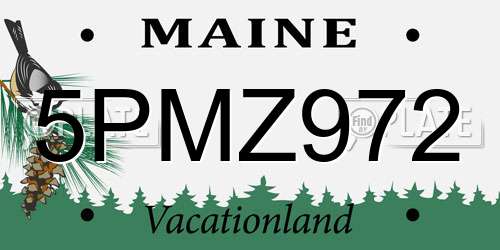 5PMZ972 Maine License Plate