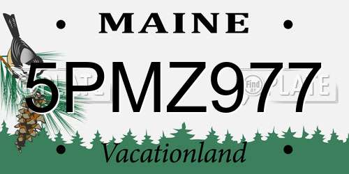 5PMZ977 Maine License Plate