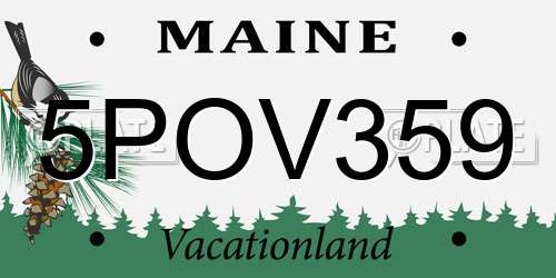 5POV359 Maine License Plate