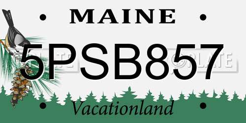 5PSB857 Maine License Plate