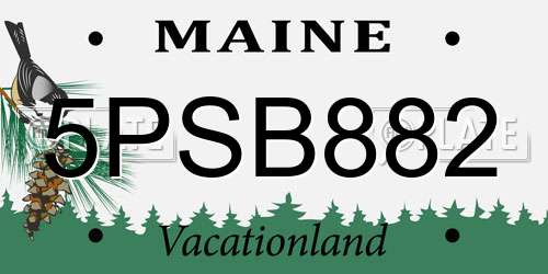5PSB882 Maine License Plate