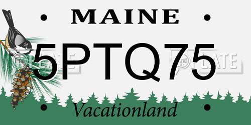 5PTQ75 Maine License Plate