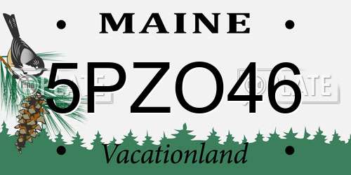 5PZO46 Maine License Plate