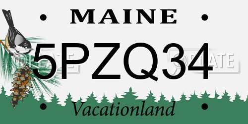 5PZQ34 Maine License Plate