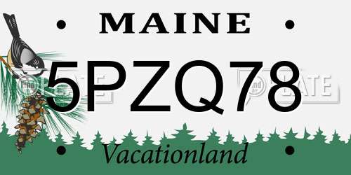 5PZQ78 Maine License Plate