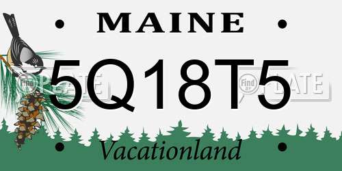 5Q18T5 Maine License Plate