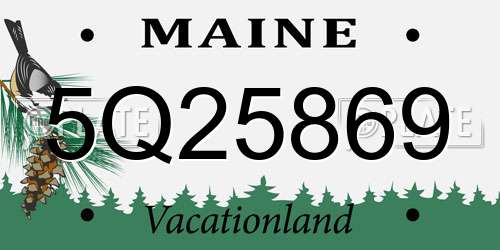 5Q25869 Maine License Plate