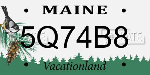 5Q74B8 Maine License Plate