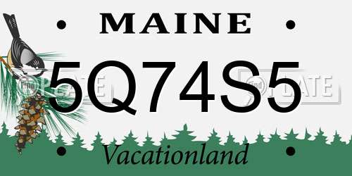 5Q74S5 Maine License Plate