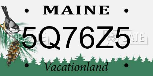 5Q76Z5 Maine License Plate