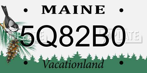 5Q82B0 Maine License Plate