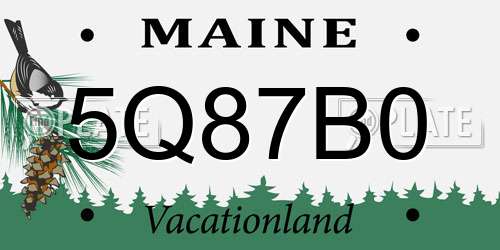 5Q87B0 Maine License Plate