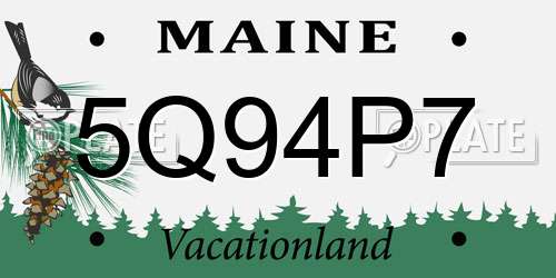 5Q94P7 Maine License Plate