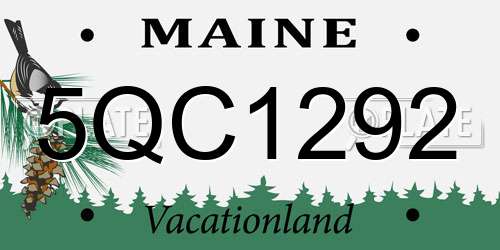5QC1292 Maine License Plate