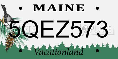 5QEZ573 Maine License Plate