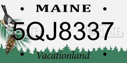 5QJ8337 Maine License Plate