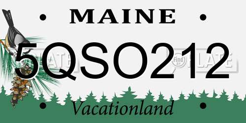 5QSO212 Maine License Plate