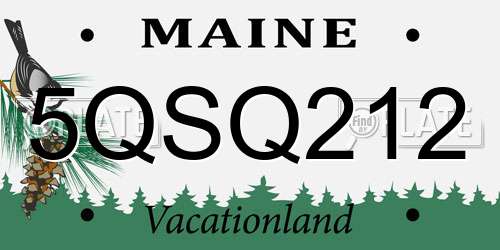 5QSQ212 Maine License Plate