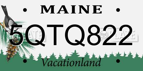 5QTQ822 Maine License Plate