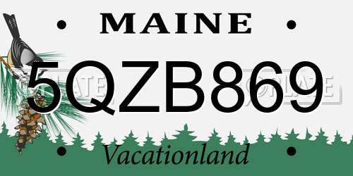5QZB869 Maine License Plate