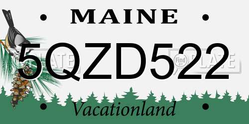 5QZD522 Maine License Plate