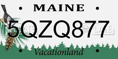 5QZQ877 Maine License Plate