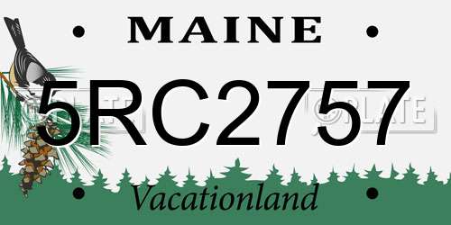 5RC2757 Maine License Plate